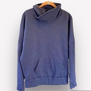 🚣‍♀️🍕🪻Lucy Blue Split Cowl Neck Sweatshirt Medium | Athleisure Loungewear Yoga